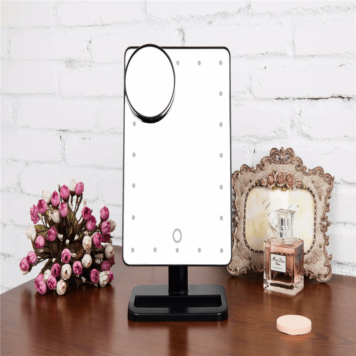 Makeup Mirrors,Charminer 20 Leds Touch Screen Light Illuminated Cosmetic Desktop Vanity Mirror with Removable 10X Magnifying Spot Mirrors(Batteries Not Included)