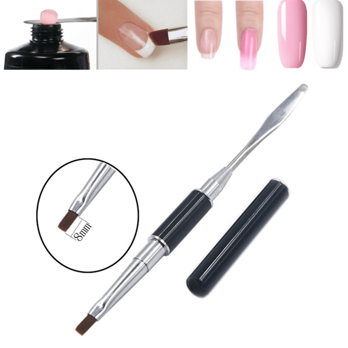 UV Poly Gel Nail Brush Dual-Ended Slice Shape Tool Polish