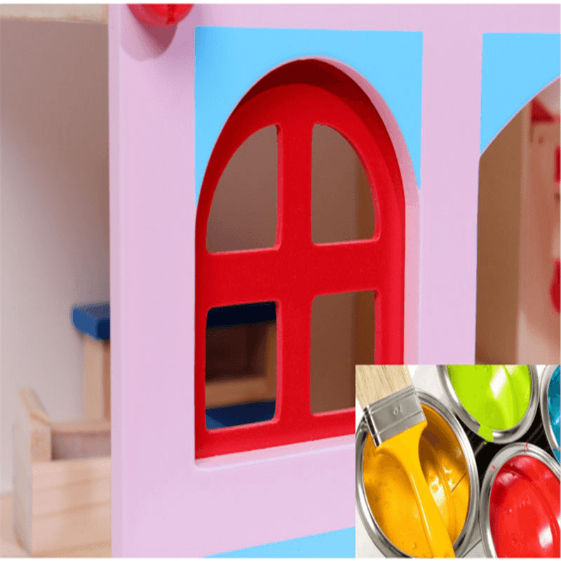 Wooden Delicate Dollhouse with All Furniture Miniature Toys for Kids Children Pretend Play