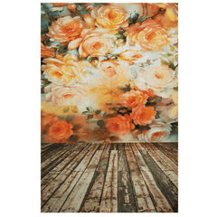 3X5Ft Flower Wall Wood Floor Photography Backdrop Studio Prop Background