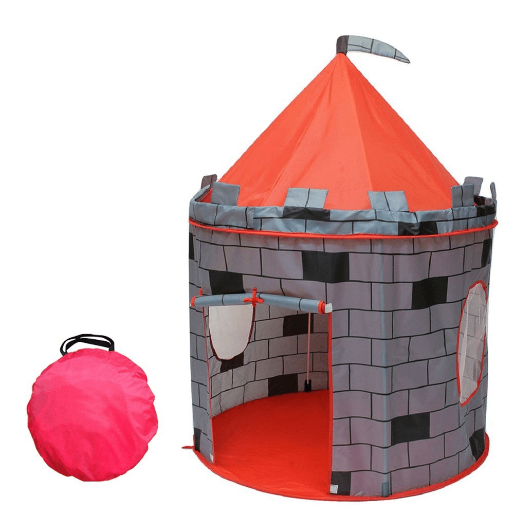 Knight Themed Folding Castle Pops up Tent Play Toys for Kids Indoor Outdoor Playhouse Gift