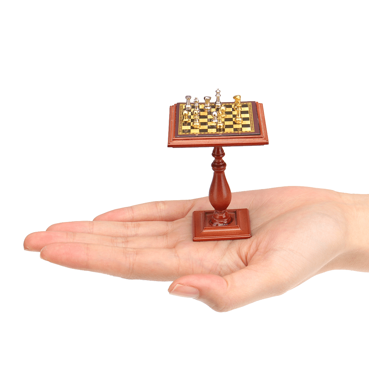 Miniatur-Schachspiel und Tischmagnet-Schachfiguren, 1:12, Puppenhaus-Zubehör, Teile für das Puppenhaus