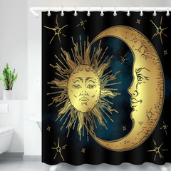 180X180Cm Sun Bathroom Waterproof Polyester Fabric Shower Curtains with 12 Hooks + Toilet Mat Rug