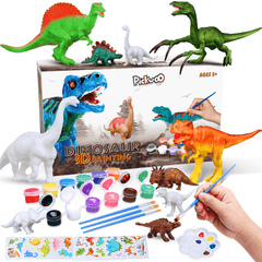 Pickwoo Dinosaur Painting Kit-Paint Your Own Sets Kids Science Arts and Crafts Sets with 12 Color Safe and Non-Toxic, Dinosaur Toys Easter Crafts Gifts Kids Boys & Girls