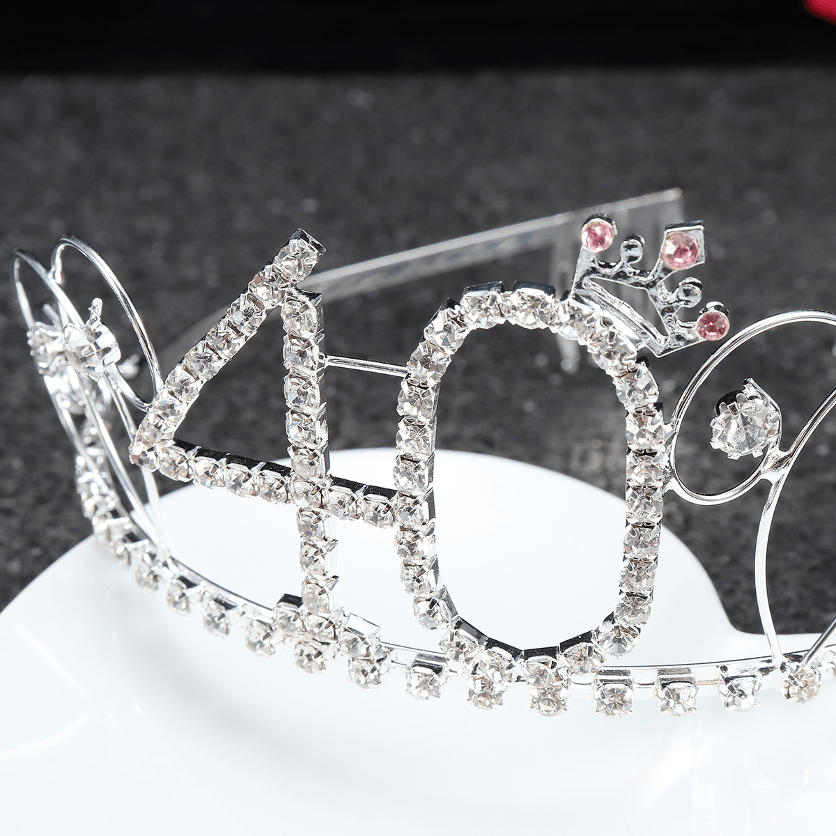 Crystal Birthday Crown Girl Tiara Princess Crown Accesorios para el cabello Happy Birthday Cake Decoraciones