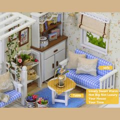 Cuteroom 1/24 Dollhouse Miniature DIY Kit with LED Light Cover Wood Toy Doll House Room Kitten Diary H-013