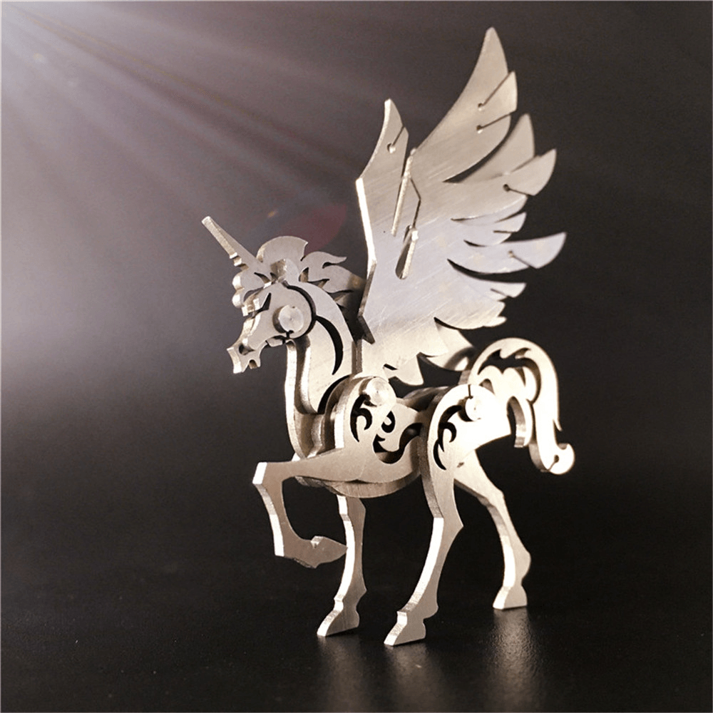 Steel Warcraft 3D Puzzle DIY Assembly Unicorn Toys DIY Stainless Steel Model Building Decor 6*4.4*6.2Cm