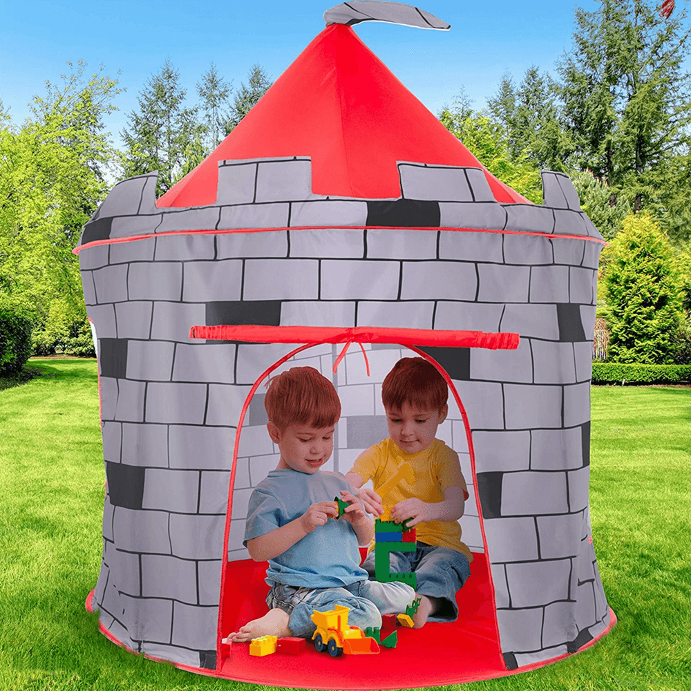 Knight Themed Folding Castle Pops up Tent Play Toys for Kids Indoor Outdoor Playhouse Gift