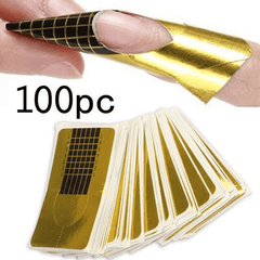 100Pcs/Lot Pro Nail Art Guide Form Golden Acrylic Tips Extension Sticker