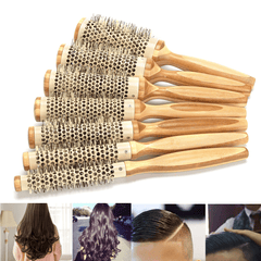 7 Pro round Brush Curly Hair Roller Brush Natural Wood Hairbrush Comb Salon Tools