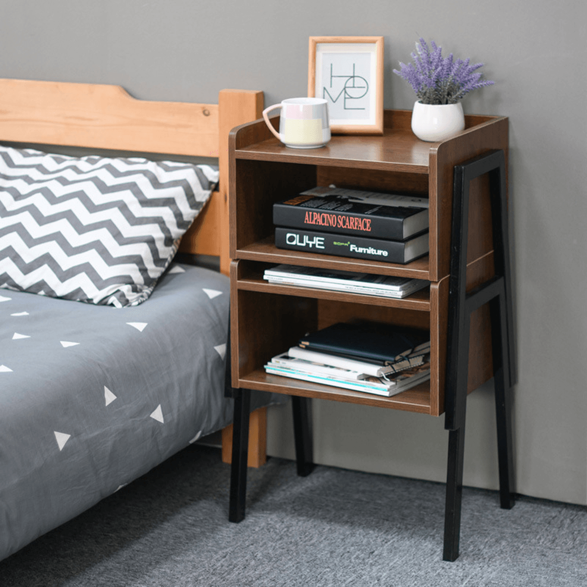 Bedside Table Cabinet Drawer Bedroom Furniture Storage Nightstand Organizer