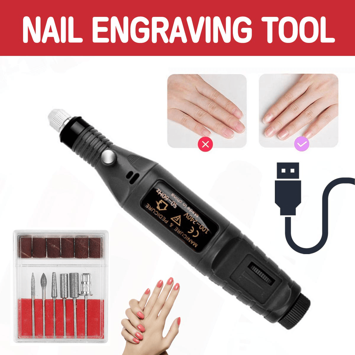 Nail Tool USB Mini Electric Pen Type Manicure Polishing Machine