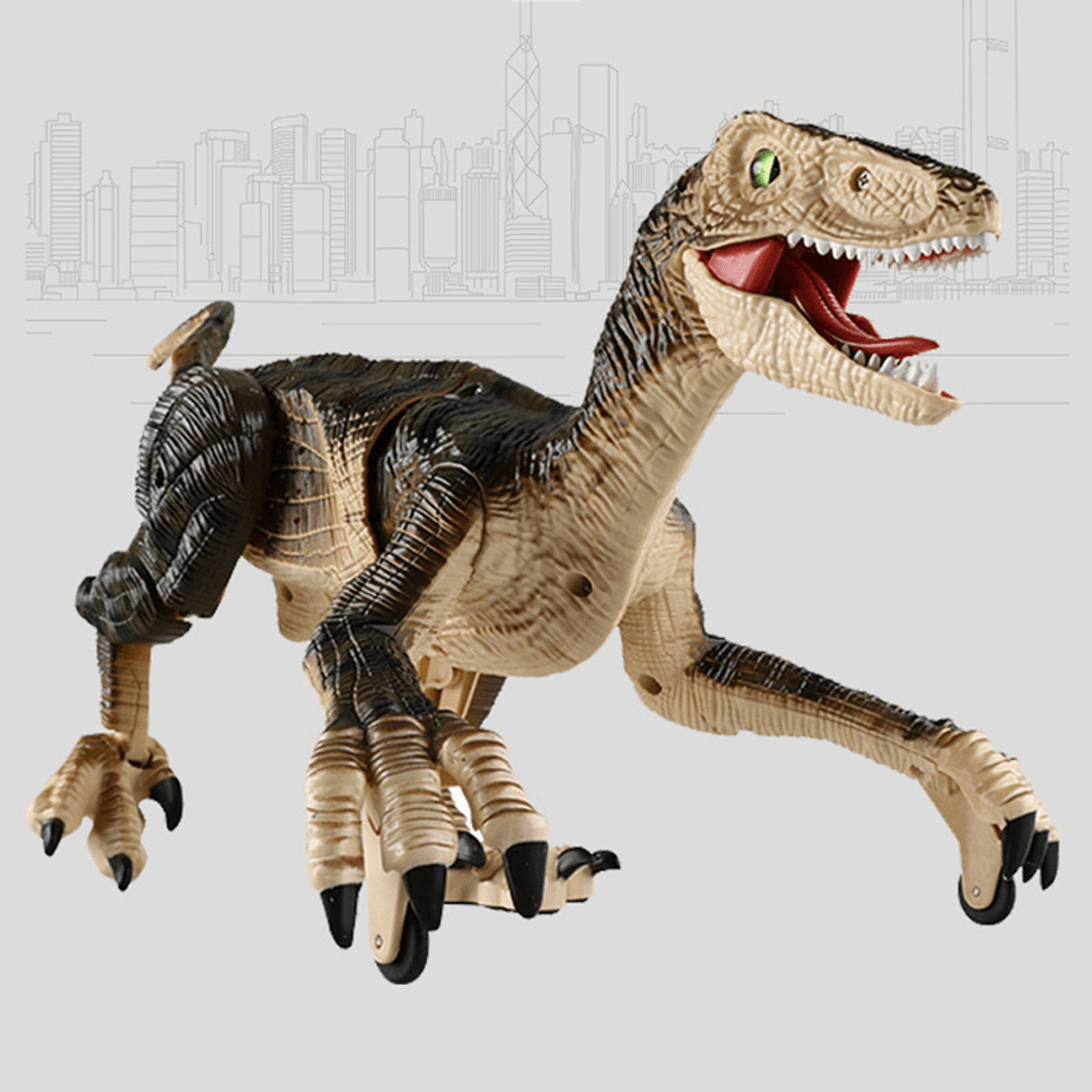 2.4G 5CH RC Raptors Velociraptor Dinosaur Electric Walking Simulation Animal Remote Control Jurassic Dinobot Model with Sound and Lights Toy for Kids Gift