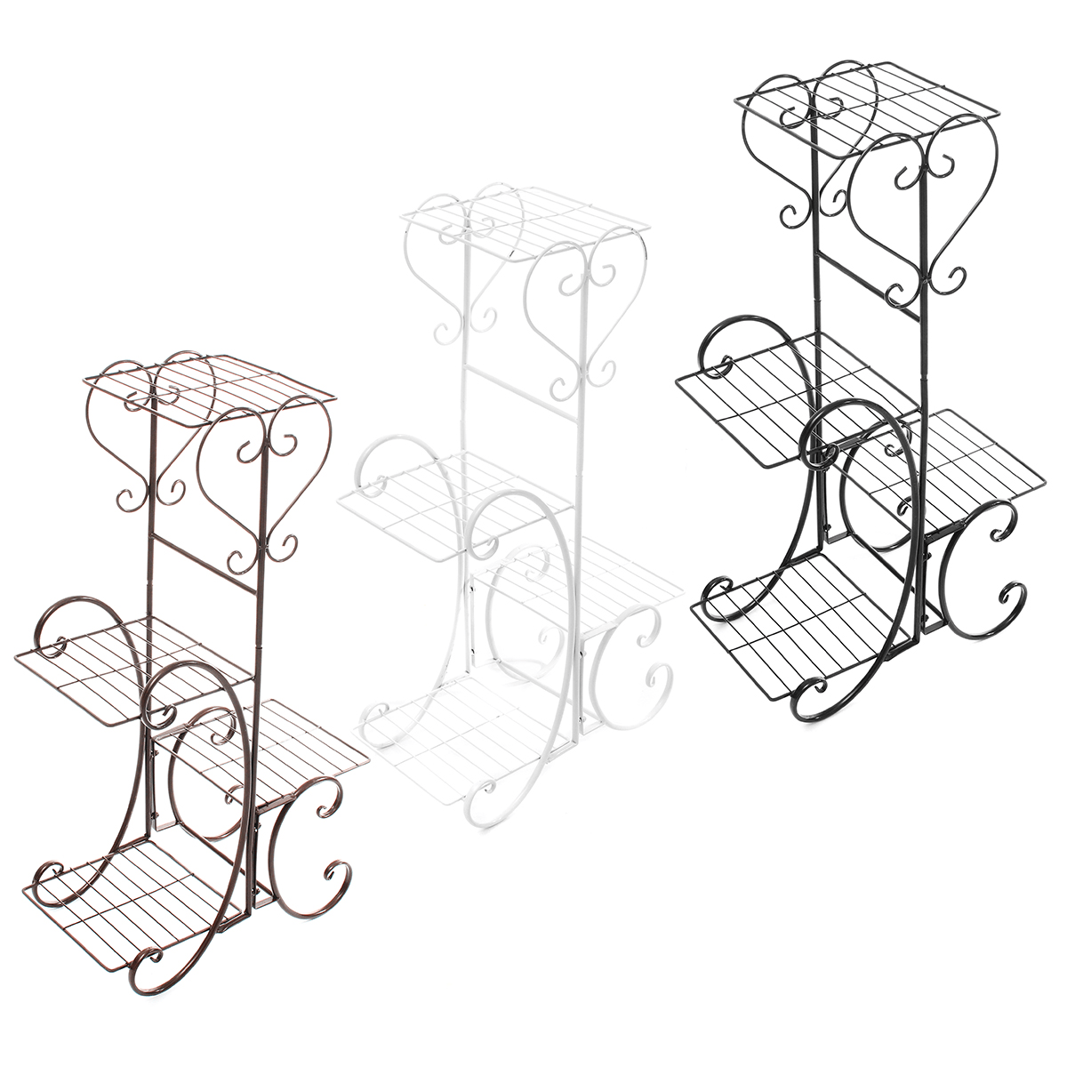 4 Tier Metal Shelves Flower Pot Plant Stand Plant Display Rack Holder Indoor Outdoor Home Garden Patio Decor