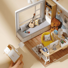 CUTEROOM DIY Doll House Sunshine Study Room Standard with Cover with Furniture Indoor Toys