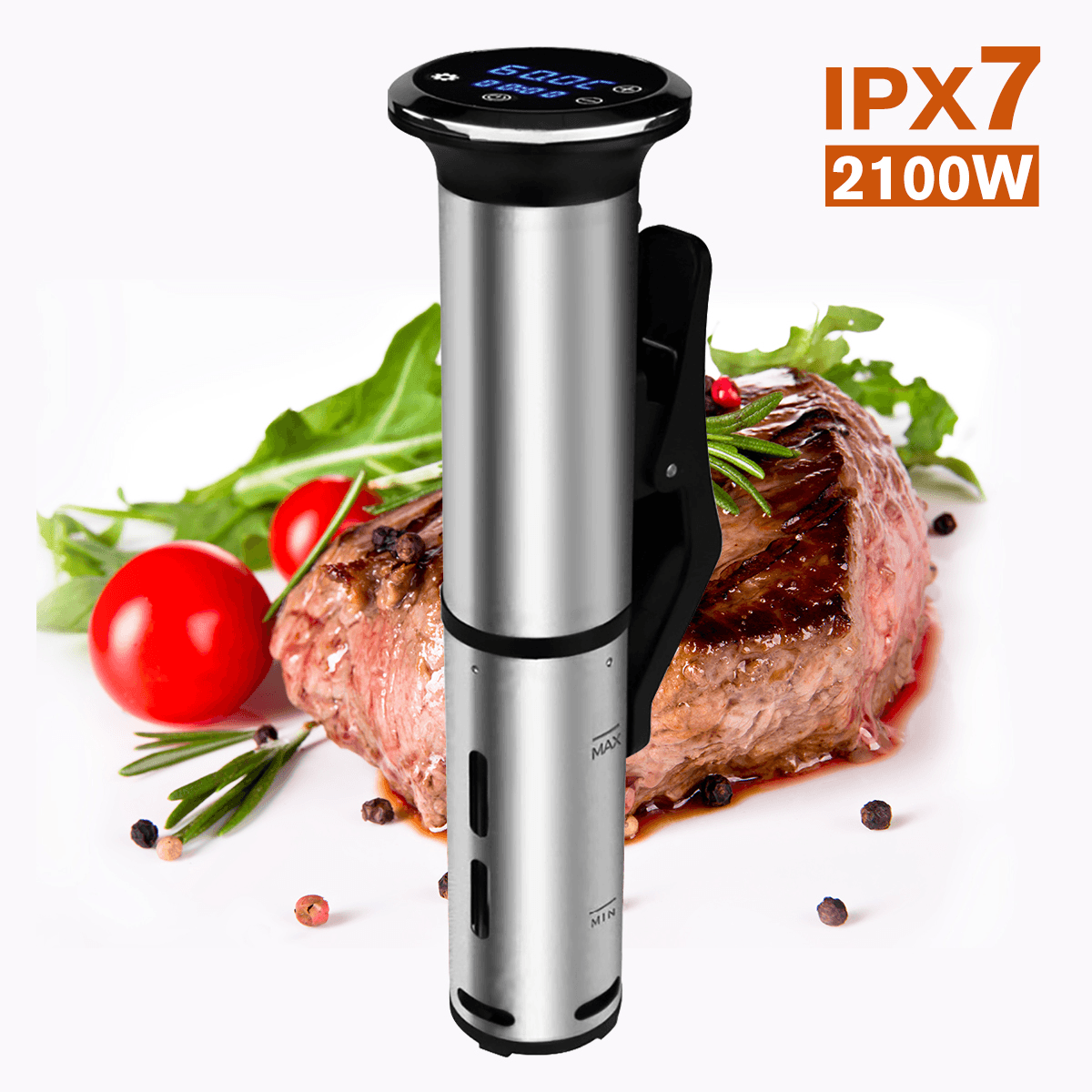 Biolomix IPX7 wasserdichter Sous-Vide-Kocher, thermischer Tauchzirkulator, 1200 W, LED-Digital-Timer, Temperaturanzeige