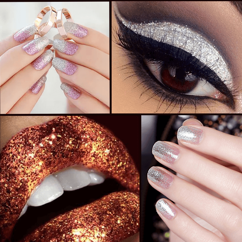 16 Colors Eye Shadow Pigment Glitter Powder Spangle Set Nail Art Decoration DIY Bling Party Shimmer Makeup