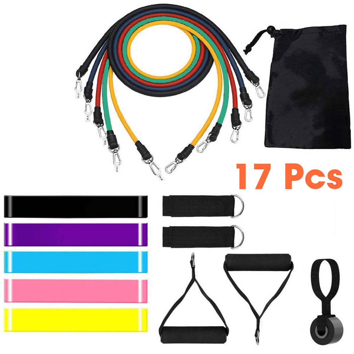 11/12/14/17 Pcs Resistance Bands Set Yoga Pilates Abs Exercise Fitness Tube Workout Bands