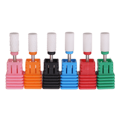 6Pcs 3/32" Electric White Ceramic Nail Drill Bit Set Kit Manicure Machine Tool Smooth File Polish