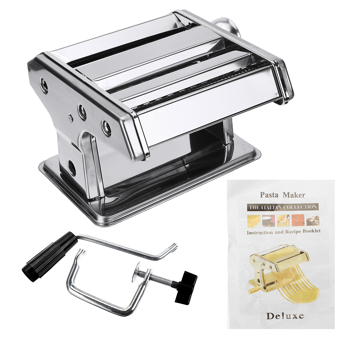 Fresh Pasta Maker Roller Machine Dough Making Noodle Maker Home Stainless Steel Tools Kit Black Handle