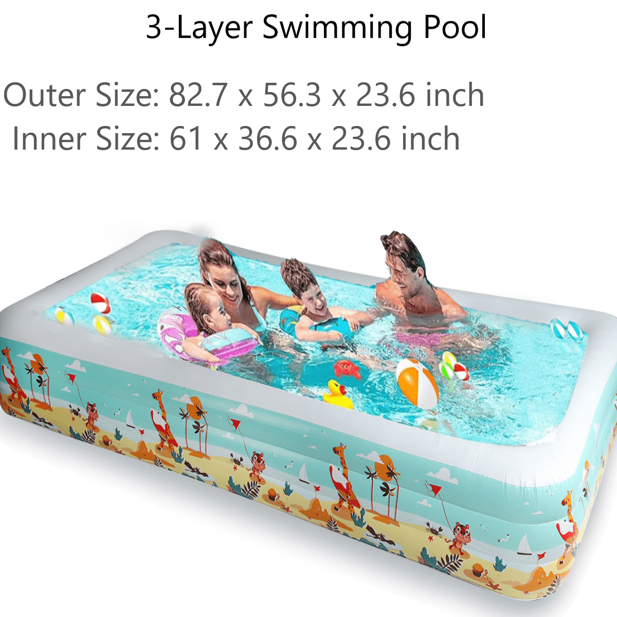 1.8/2.1/3.6M Inflatable Swimming Pool with Bottom Layer Cotton