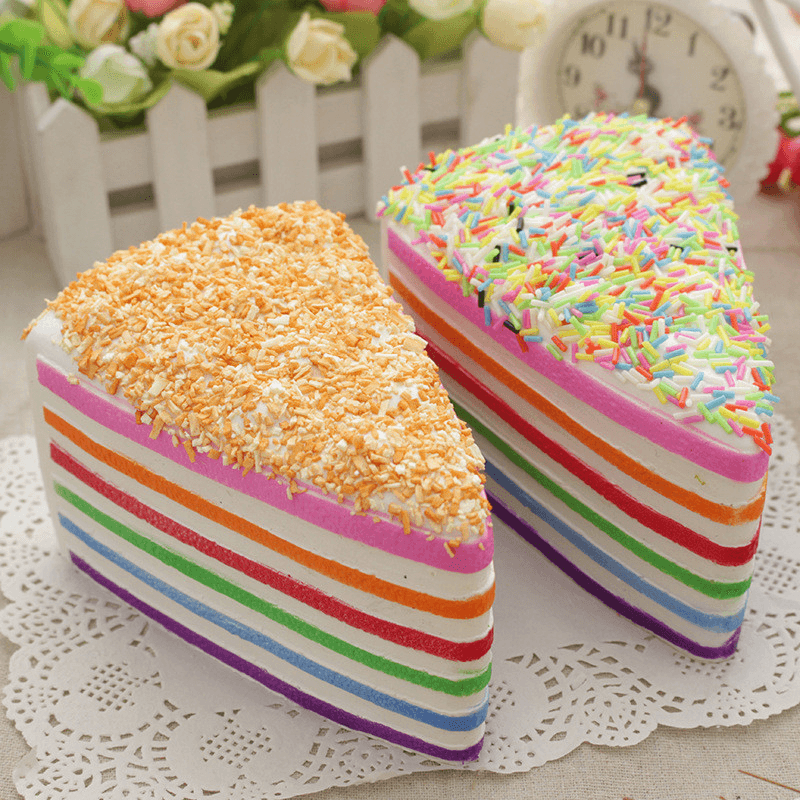 14X9X8Cm Squishy Regenbogen Kuchen Simulation Super langsam steigende Spaß Geschenk Spielzeug Dekoration