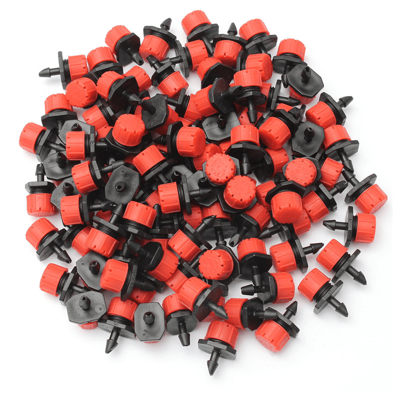 100Pcs Adjustable Micro Drip Irrigation Watering Anti-Clogging Emitter Dripper Watering System Automatic Hose Kits Connector