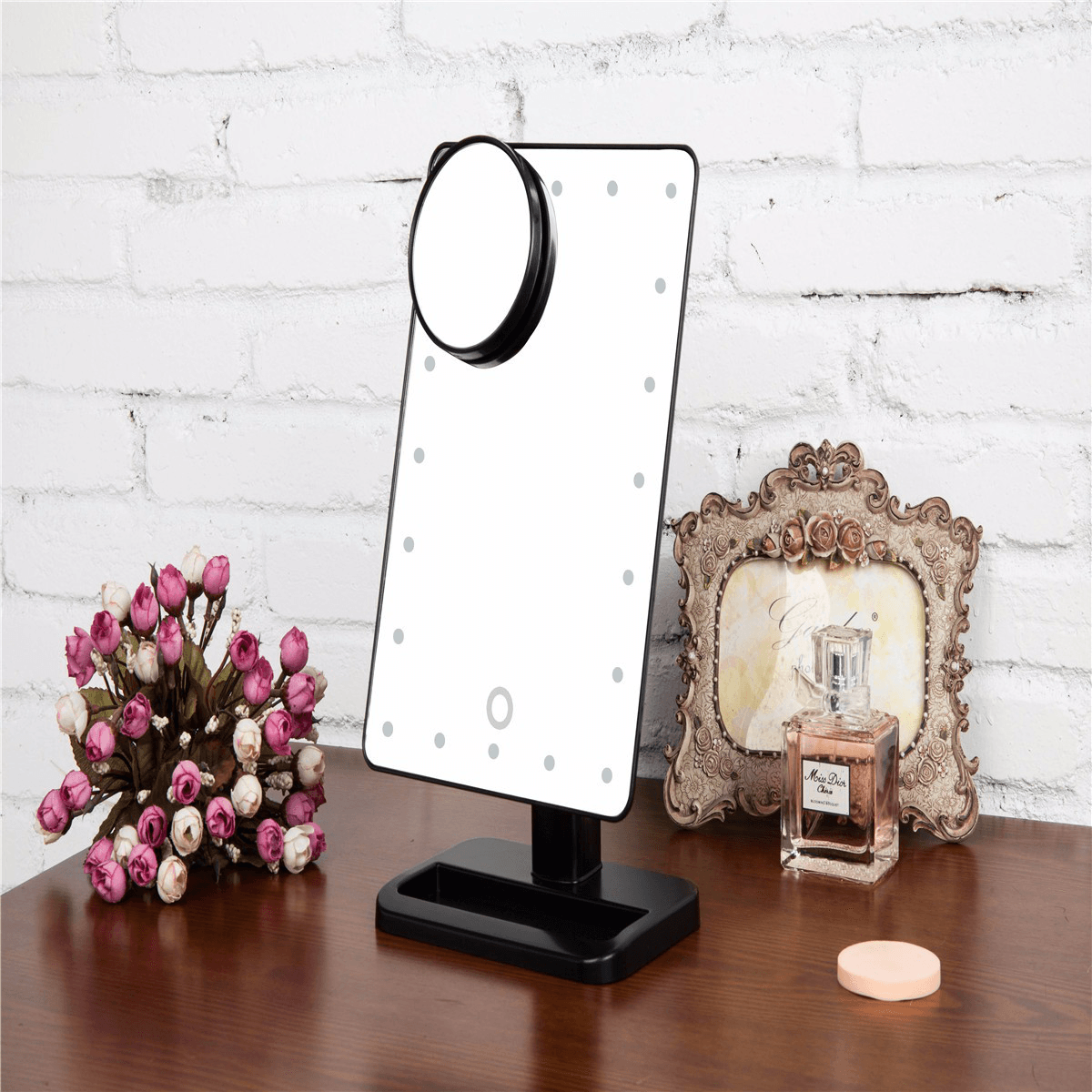 Makeup Mirrors,Charminer 20 Leds Touch Screen Light Illuminated Cosmetic Desktop Vanity Mirror with Removable 10X Magnifying Spot Mirrors(Batteries Not Included)