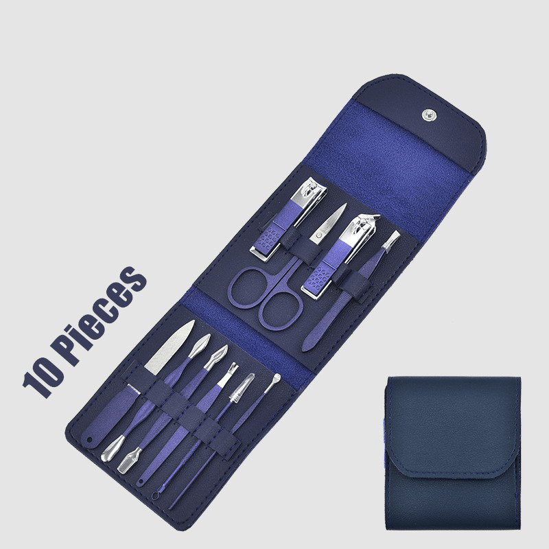 Blue Manicure Tools Set Pro Max Stainless Steel Professional Nail Clipper Kit of Pedicure Paronychia Nippers Trimmer Cutters