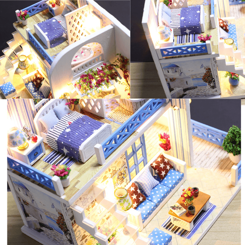 Iiecreate K-019 Helen the Other Shore DIY Dollhouse with Furniture Light Music Cover Gift House Toy