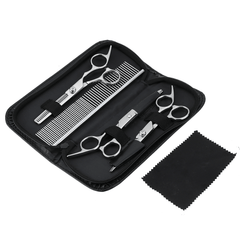 7" Professional Pet Dog Grooming Scissors Shear Hair Cutting Set Curved Tool Kit