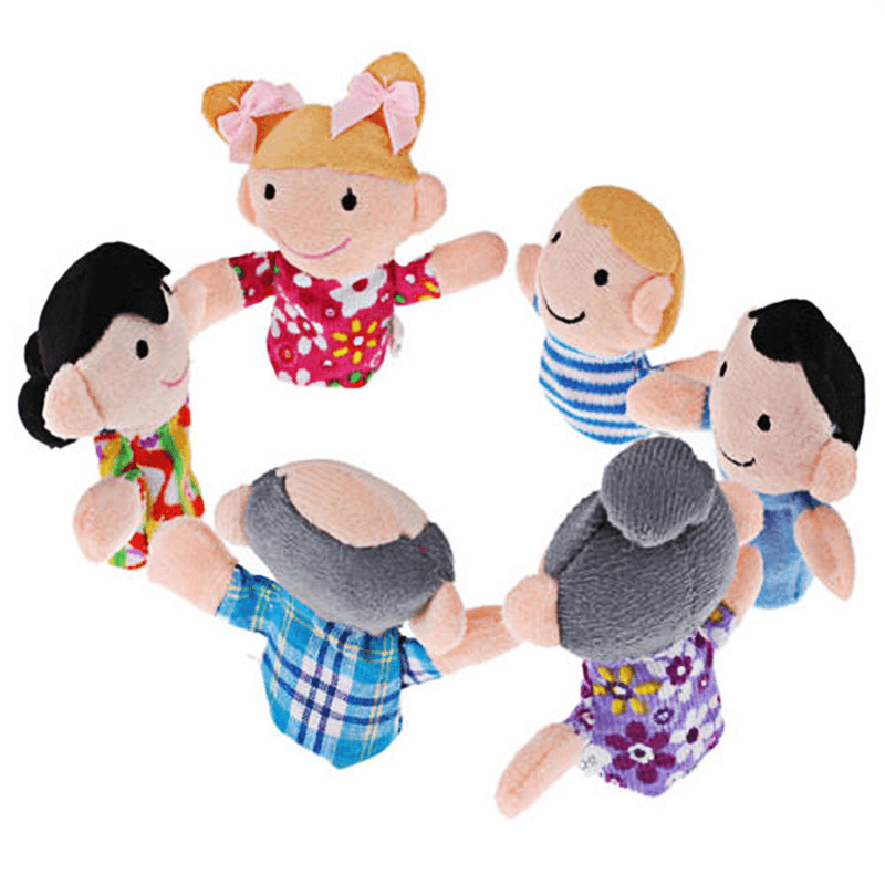 6 Pcs/Lot Stuffed Plush Toy Family Finger Puppets Set Boys Girls Educational Hand Toy Bedtime Story