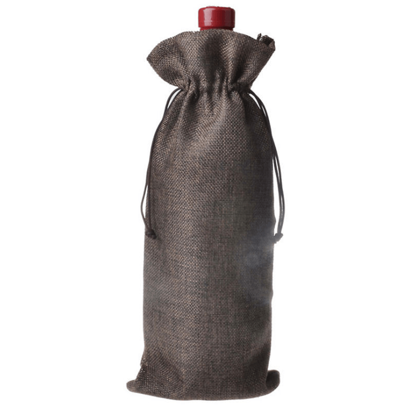 5PCS Natural Jute Burlap Vintage Wedding Favours Hessian Wine Bottle Bags Gift