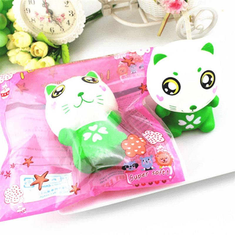 11.5Cm PU Corful Green Cat Slow Rising Squishy Decompression Toys with Original Packaging