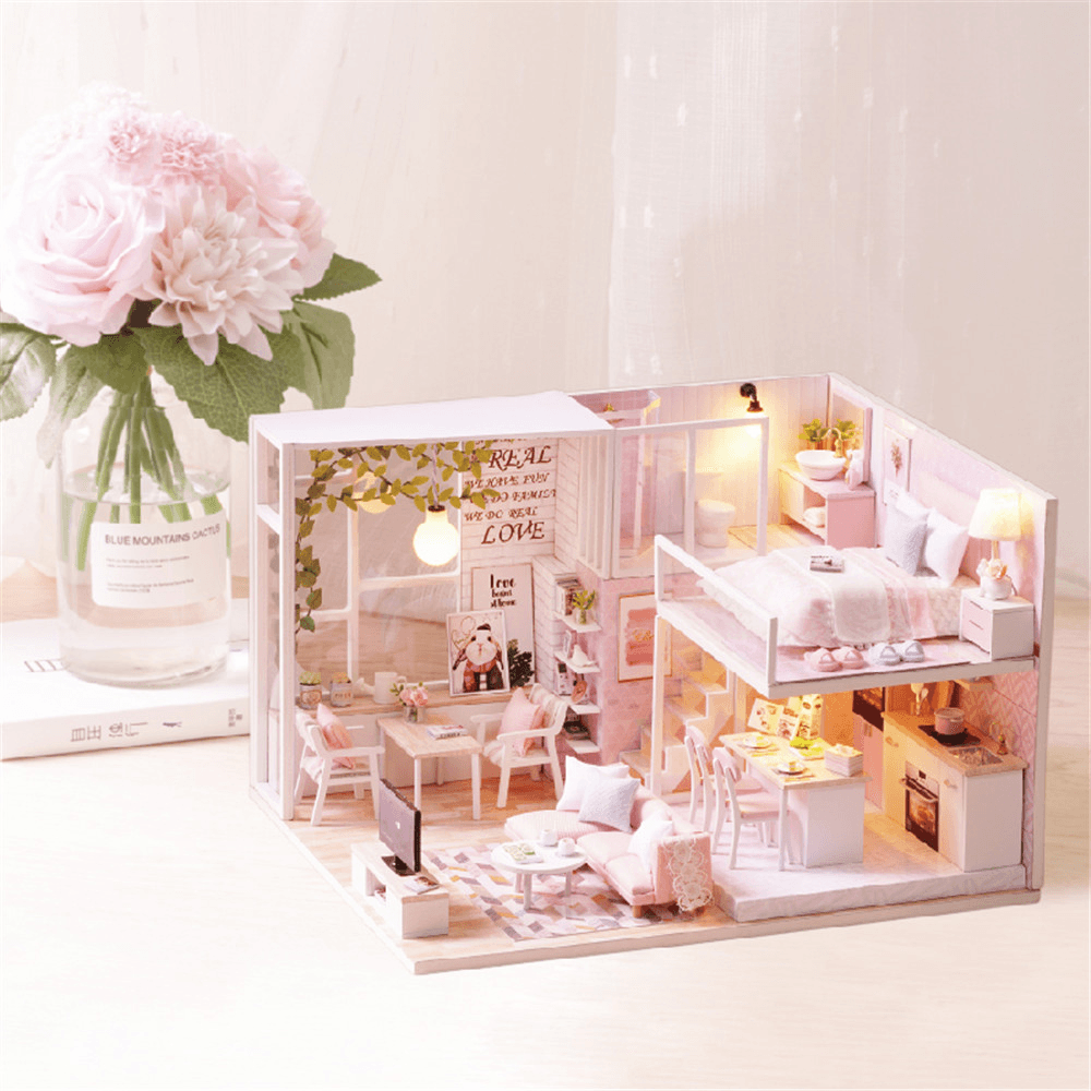 Cuteroom L-022 Quiet Life DIY Doll House with Furniture Light Cover Gift Toy