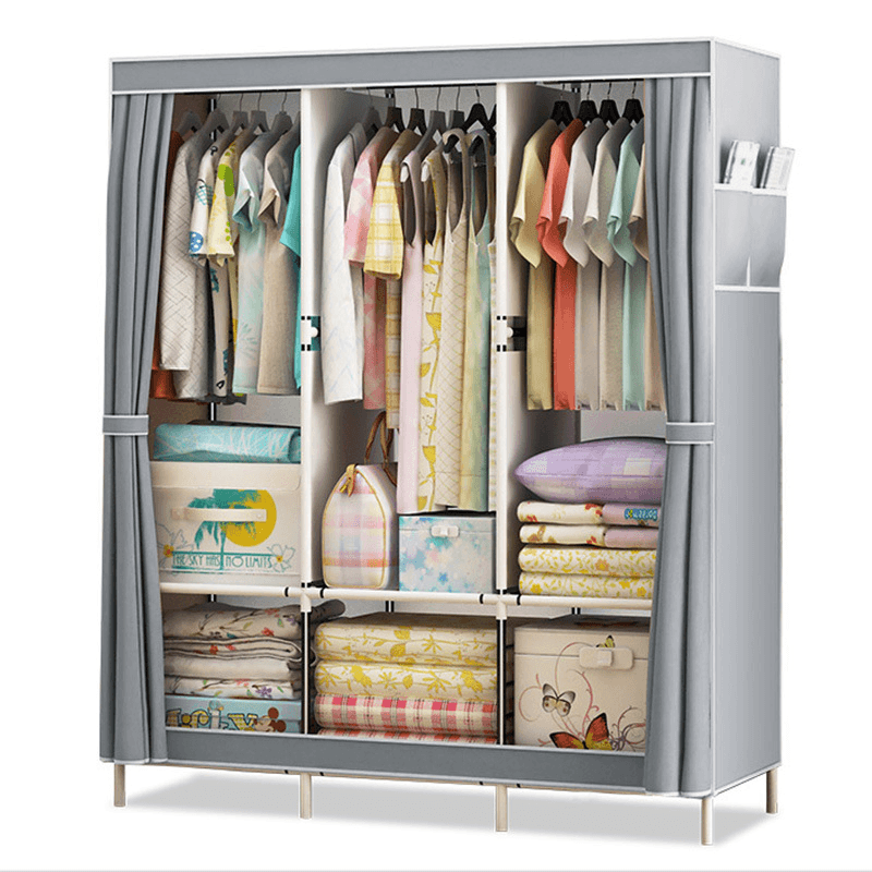 Simple Cloth Wardrobe Fabric Steel Tube Assembly Wardrobe Modern Economic Clothes Storage Bag Wardrobe Dormitory Storage Cabinet