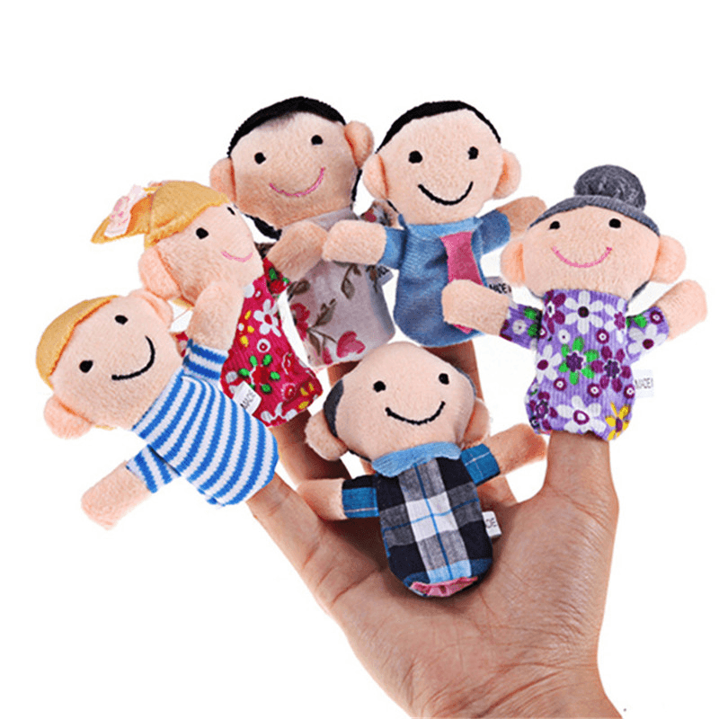 6 Pcs/Lot Stuffed Plush Toy Family Finger Puppets Set Boys Girls Educational Hand Toy Bedtime Story