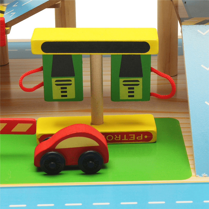 Assembling Simulation Large Stereo Three Layer Wooden Car Parking Lot Track Set for Kids Toys Gift