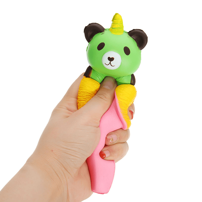 Sanqi Elan Bananenbär, Squishy, ​​18 x 6 cm, langsam aufsteigend, mit Verpackung, Sammlung, Geschenk-Stofftier