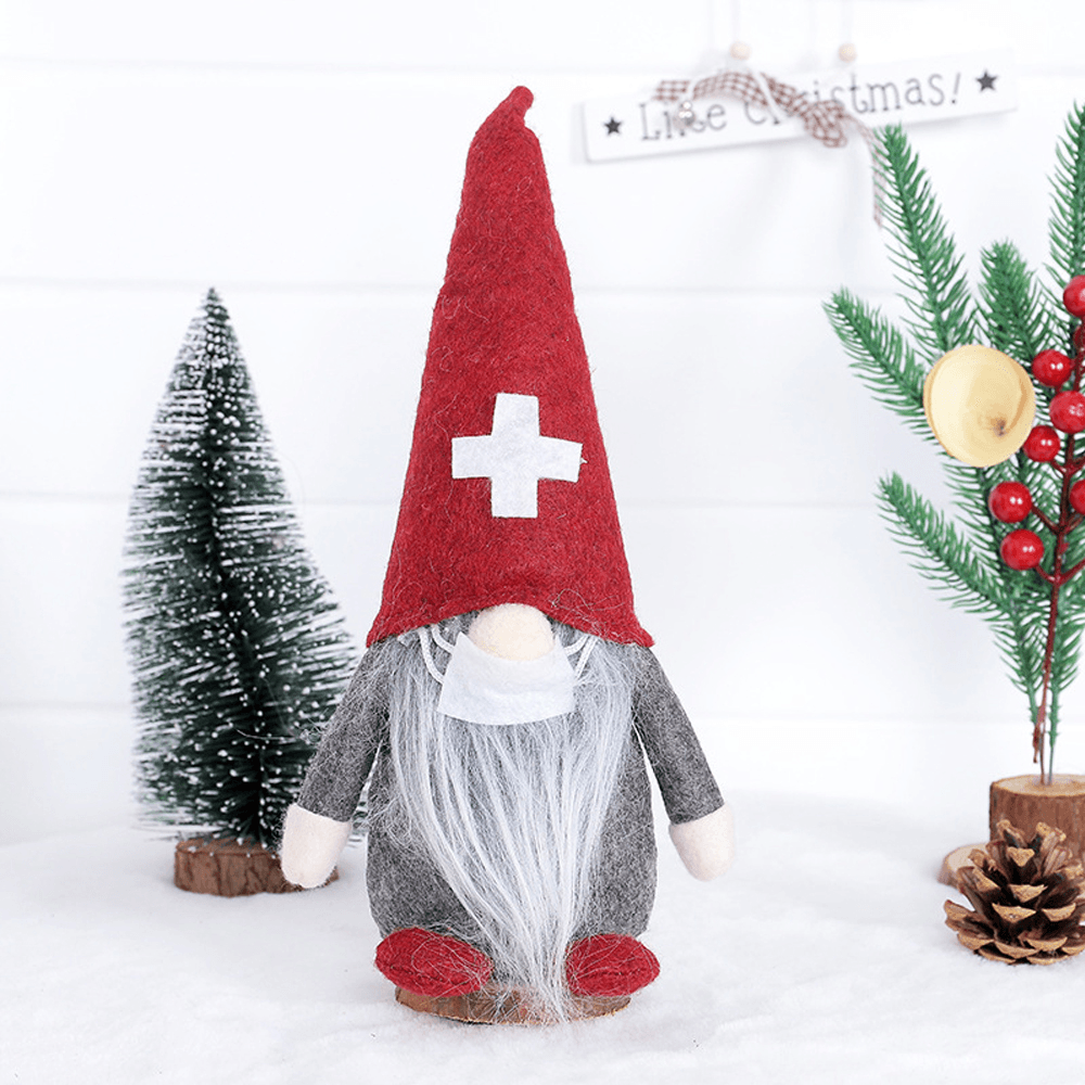 2020 New Christmas Cartoon Long Hat Swedish Gnome Doctor Nurse Santa Claus Faceless Doll Plush Elf Toy for Home Decoration Gift