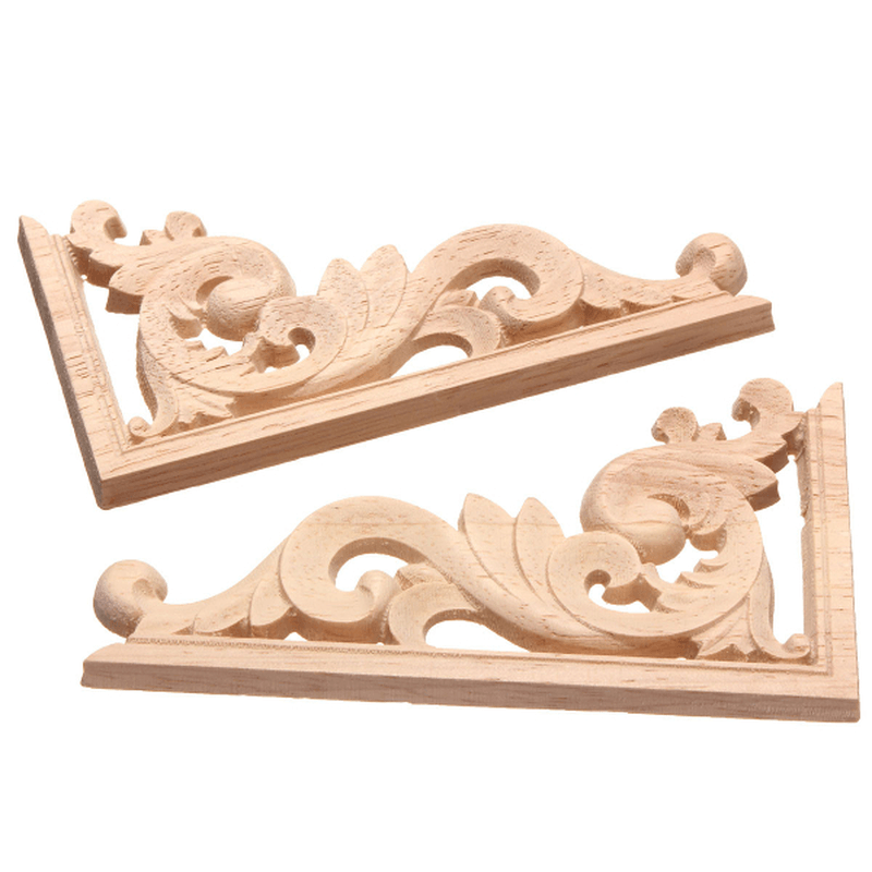 13*7CM Wood Carving Decal Corner Applique Frame for Wall Wardrobe Door Decoration