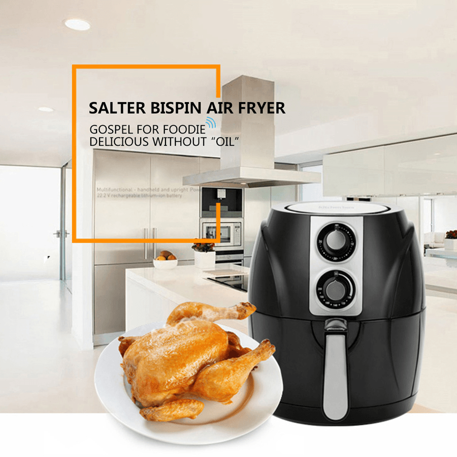 SALTER Air Fryer Household Circulation Fume Free Non-Stick Frying Pan Intelligent Mobile-Uk-Black