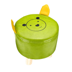 Cartoon PU Stool Wooden Legs Family Living Room round Stool Creative Leisure Sofa Small Bench Home Supplies