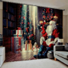 132*160Cm Christmas Printed Curtains Blackout Window Curtains for Living Room Christmas Decoration