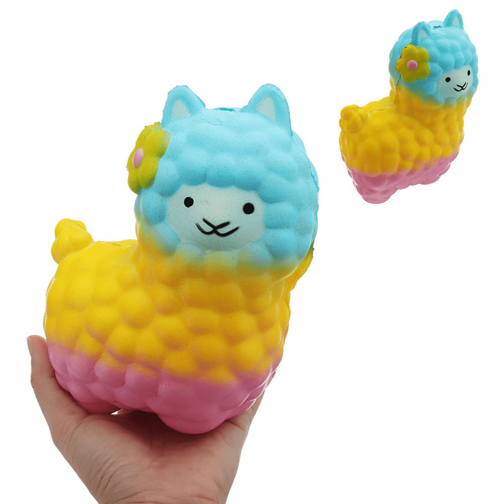 Alpacas coloridas Squishy 18 * 14 CM Colección de crecimiento lento Regalo Juguete suave