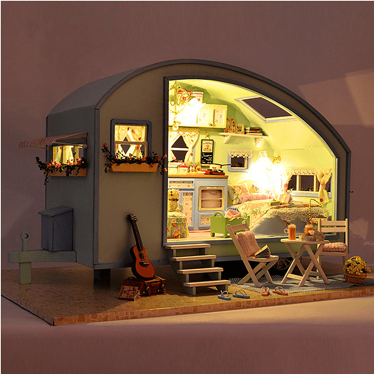 Cuteroom A-016 Time Travel DIY Wooden Dollhouse Miniature Kit Doll House LED Music Voice Control