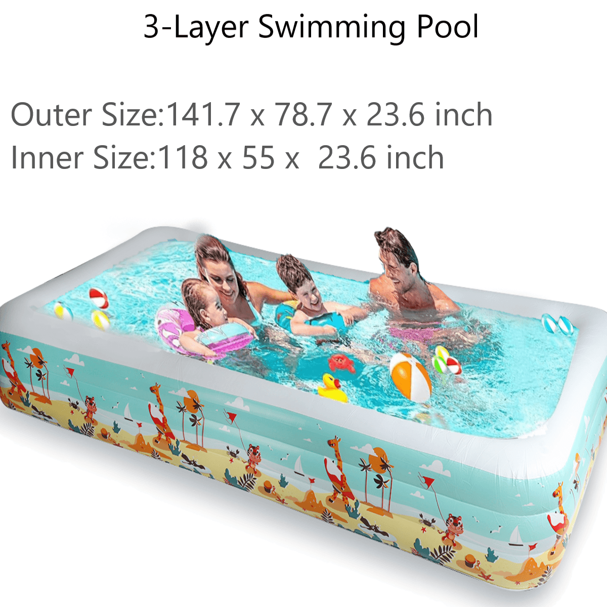 1.8/2.1/3.6M Inflatable Swimming Pool with Bottom Layer Cotton