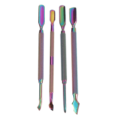 Nail Art Pusher Remover Cuticle Tool Kit Set Rainbow Dual-Ended Stainless Steel