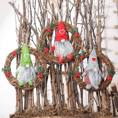 Hanging Non-Woven Hat with Heart Rattan Swedish Santa Gnome Handmade Figurine Home Ornaments Christmas Decoration Toys Table Decor