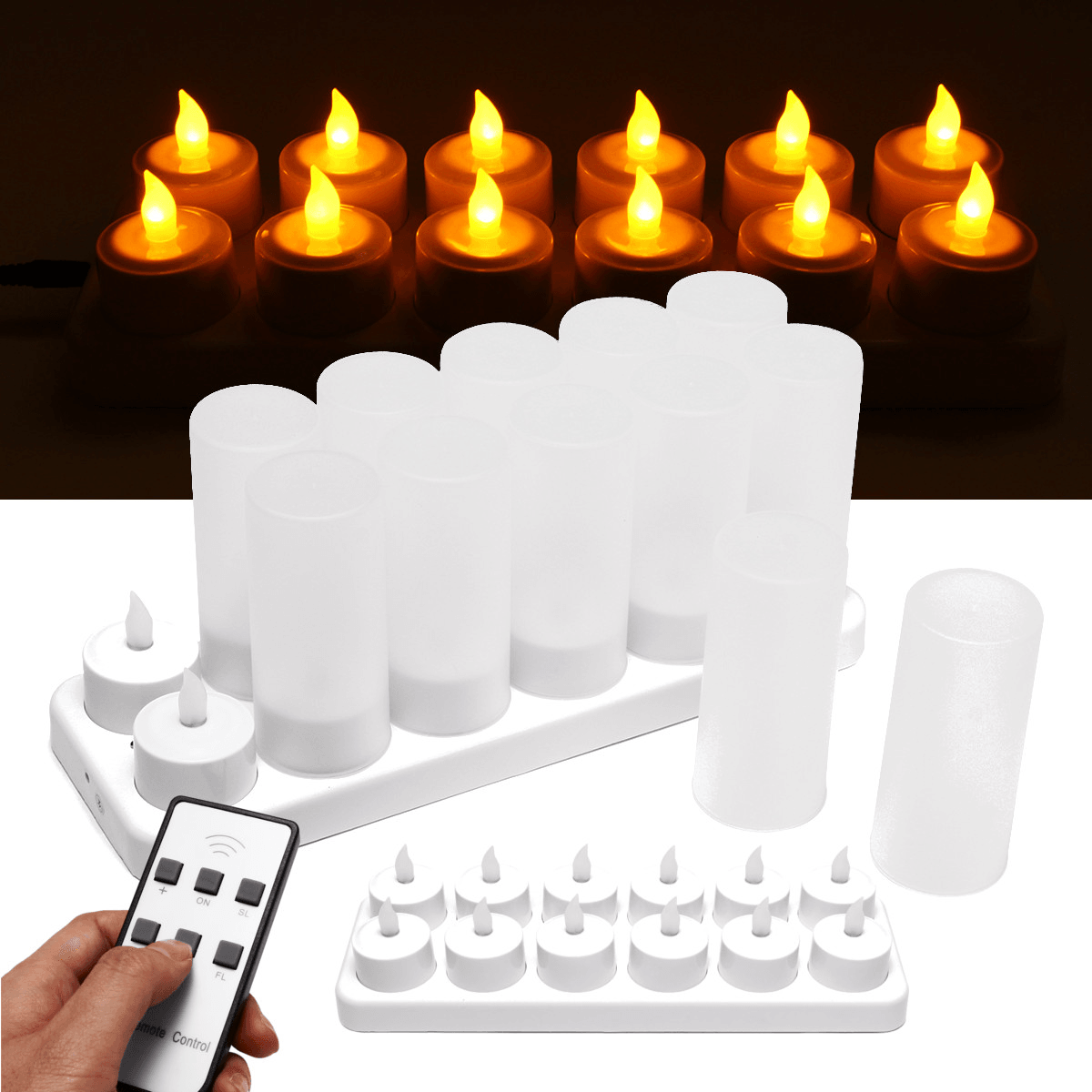 12 Remote Control Flameless LED Candle Flickering Tea Light Wedding Party Decor